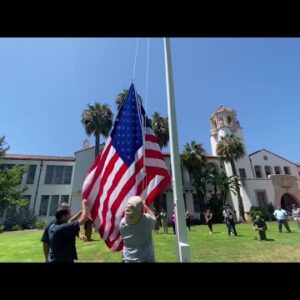 Vandalized flag pole replaced at Santa Barbara Junior High on Flag Day