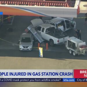 11 injured after truck crashes into Panorama City gas station