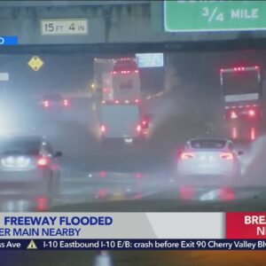 Broken water main floods 101 Freeway, prompts closure through Hollywood