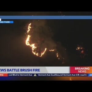 Brush fire burns in Highland Park