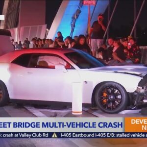 Driver sought after doing stunts, crashing on 6th Street bridge