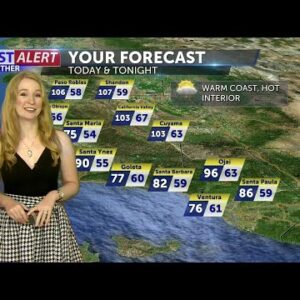 The interior is heating further, but the coast staying pleasant Thursday