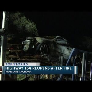 Highway 154 reopens after overnight closure due to car hauler fire