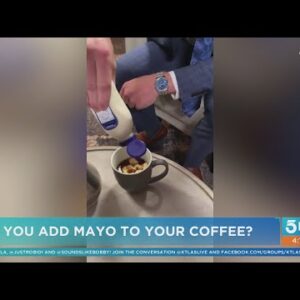 Kentucky QB Will Levis drinks coffee with mayo