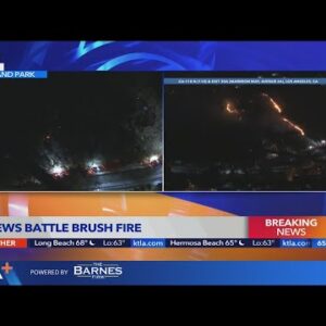 LAFD battles brush fire in Highland Park