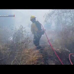 Santa Barbara County Fire crews stop forward progress of brush fire in Aero Camino area