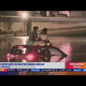 Water main break floods streets, traps motorists in Hollywood Hills