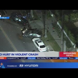 2 hospitalized in violent crash in Beverly Hills