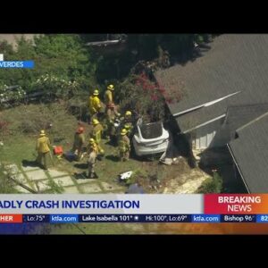 Driver killed after Tesla crashes into home in Rolling Hills area