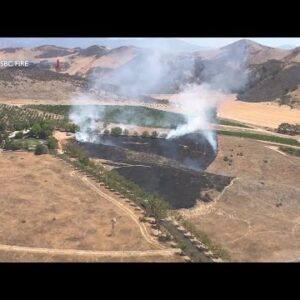 Fire crews stop brush fire surrounded by vineyards in Santa Ynez Valley