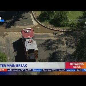 Residential street in Encino drenched following water main break