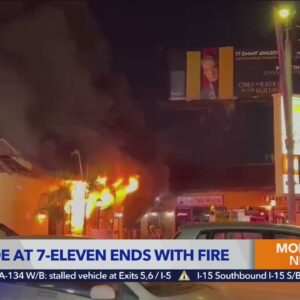 Mid-Wilshire 7-Eleven goes up in flames after woman barricades herself inside