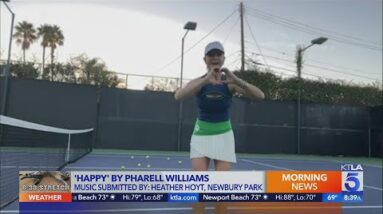 Surprise guest Dayne Devon sends love from the tennis court during 8:38 Stretch