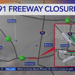 91 Freeway will close in Corona this weekend