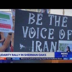 Demonstrators in Sherman Oaks protest violence against women in Iran