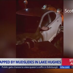 Drivers trapped by mudslides in Lake Hughes