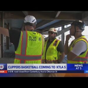Steve Ballmer takes KTLA's Pedro Rivera on a tour of the soon-to-be home of the Clippers
