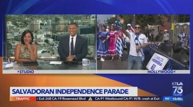 Carlos Herrera shows off his wave skills ahead of the annual Salvadoran Independence Day parade