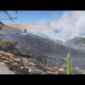 Fire crews work to contain growing grass fire in San Luis Obispo County