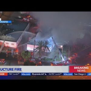 Massive fire engulfs diaper distribution building in Bell Gardens