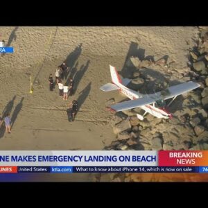 Plane makes crash landing on Ventura Beach