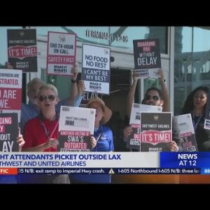 Southwest flight attendants picket for new contract outside LAX