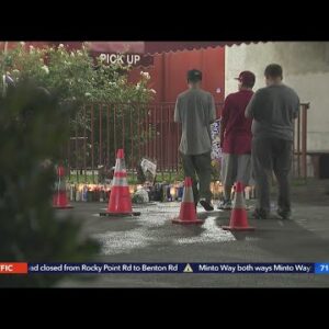PnB Rock fans create makeshift memorial outside of South L.A. Roscoe’s Chicken and Waffles