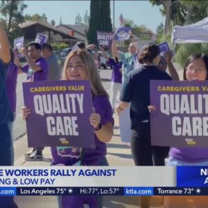 Placentia-Linda Hospital healthcare workers picket low wages and understaffing