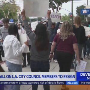 Protesters gather at home of L.A. City Council member for 2nd day to call for resignation