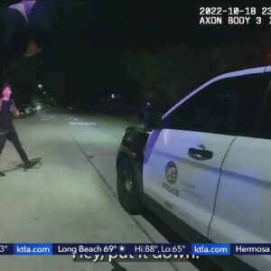 Body camera video shows police subduing man with sword