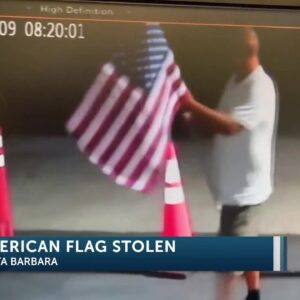 Man caught on camera ripping American flag from Santa Barbara Business