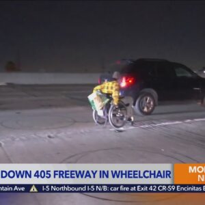 Man takes wheelchair onto 405 Freeway