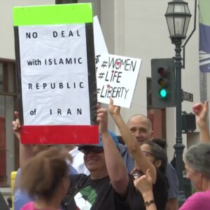 Rally for the women of Iran marched down State Street Saturday to show support