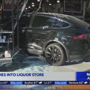 Tesla crashes into Studio City liquor store; only minor injuries reported
