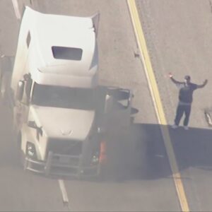 Big rig chase on 5 Freeway comes to a fiery end