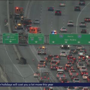 Motorcyclist struck in multi-vehicle pileup on 110 Freeway in South Los Angeles
