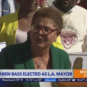 Karen Bass addresses Angelenos for 1st time as mayor elect