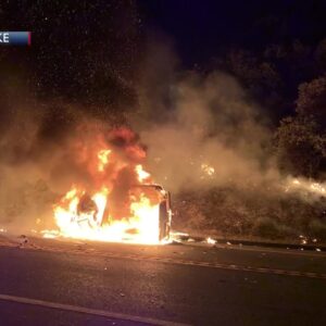 Bystanders help pull driver from burning vehicle rollover crash Thursday night