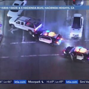 Suspect arrested after chase through L.A., Orange counties ends in crash, shots fired