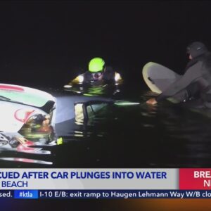 Driver rescued after car plunges into water in Huntington Beach