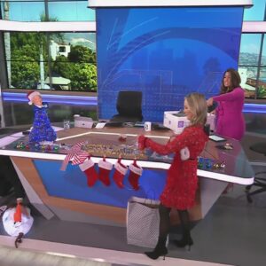 KTLA Weekenders decorate the news desk for the holidays