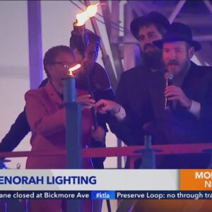 L.A. Mayor Karen Bass lights menorah at Hanukkah ceremony