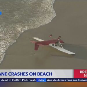 Plane crash lands on Santa Monica beach