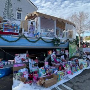 Toy donations fill a boat in Channel Islands Harbor