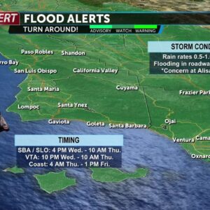 Several flood, wind, and surf alerts triggered with Wednesday’s incoming storm