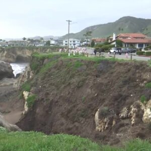 Cliffs near Shell Beach damaged due to high waves and wind