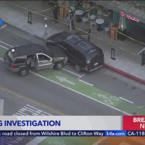 Crash and shooting in Santa Monica; police on scene