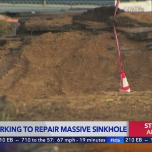 Crews work to stabilize ground near massive sinkhole in Chatsworth