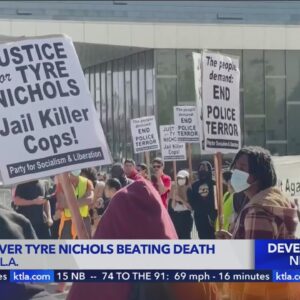 Protestors continue gathering in Los Angeles after release of Tyre Nichols beating video