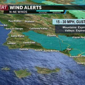 Winds lessen into Monday afternoon, but Santa Ana winds will get stronger midweek